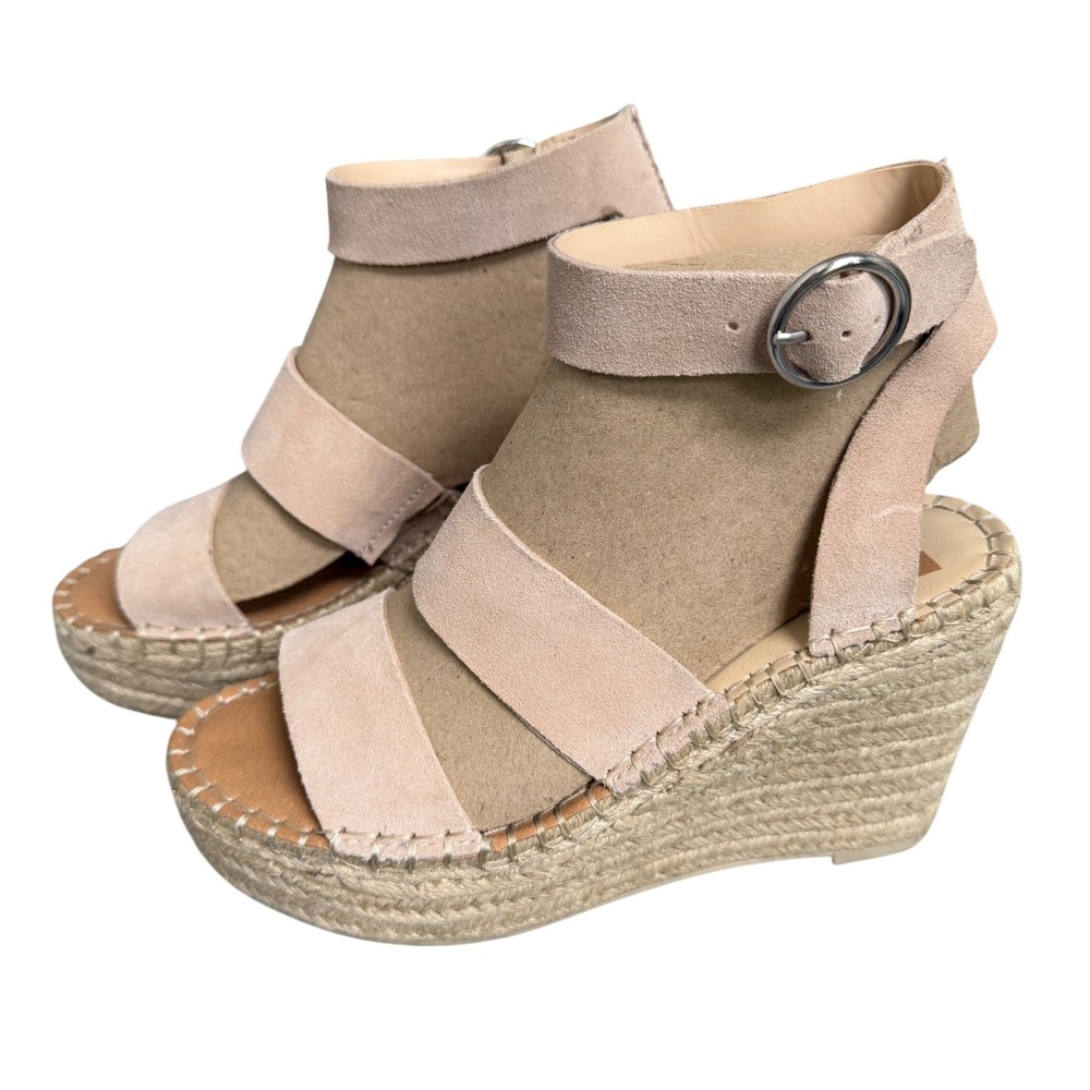 Dolce Vita Shae Blush Pink Suede Espadrille Wedge Sandals Womens 8.5M